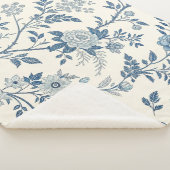 Blaues Vintage-Blumenmuster Sherpadecke (3/4)