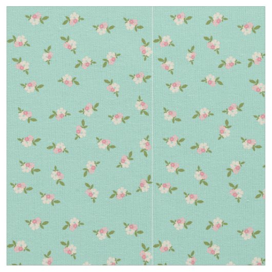 Blaues Vintage-Blumenmuster Stoff (Nahaufnahme)
