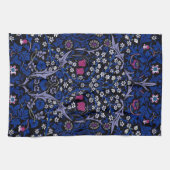 Blaues Vintage-Blumenmuster, William Morris Geschirrtuch (Horizontal)