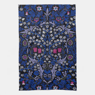 Blaues Vintage-Blumenmuster, William Morris Geschirrtuch