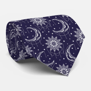 Blaues vintage-Mond-Ornamentmuster Krawatte