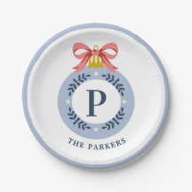 Blaues Vintage-Monogramm-Weihnachtsornament