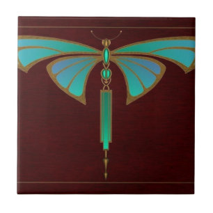 Blaues Vintage-Nouveau-Art-Tierdesign Fliese