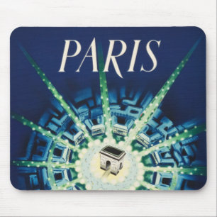 Blaues Vintage Paris Stadt Französische Flugreise Mousepad