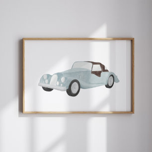 Blaues Vintage-Poster Poster