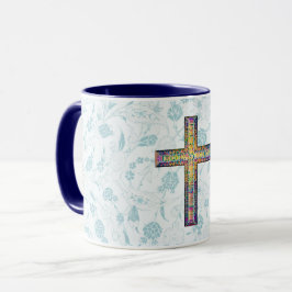 Blaues Vintager Stil - Glaube und Cross Tasse