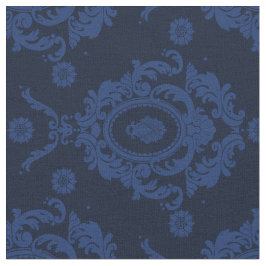 Blaues Vintages Blumendamast-Muster-Gewebe Stoff