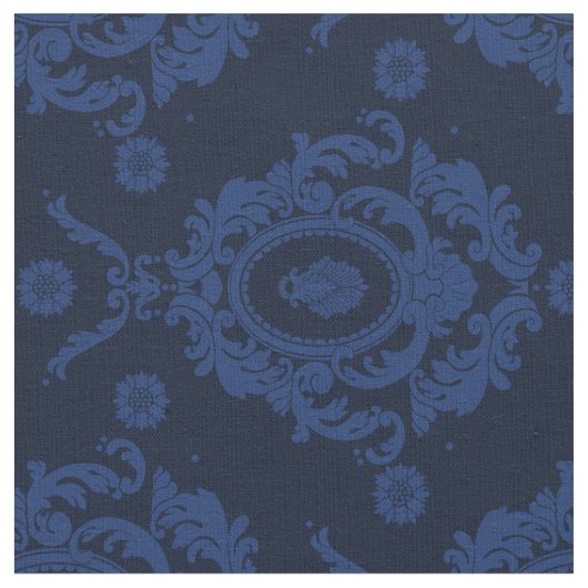 Blaues Vintages Blumendamast-Muster-Gewebe Stoff (Nahaufnahme)