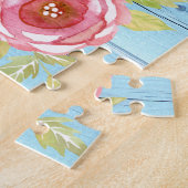 Blaues Vintages, blumenfarbenes, rustikales Landho Puzzle (Seite)