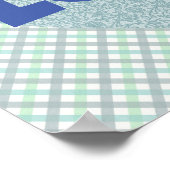 Blaues Vintages Blumenherz und Liebe Poster (Ecke)