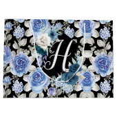 Blaues, Vintages Blumenmuster, einzigartig Große Geschenktüte (Rückseite)