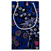 Blaues Vintages Blumenmuster, William Morris Kleine Geschenktüte (Rückseite)