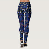 Blaues Vintages Blumenmuster, William Morris Leggings (Rückseite)
