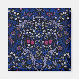 Blaues Vintages Blumenmuster, William Morris Magnet