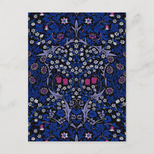 Blaues Vintages Blumenmuster, William Morris Postkarte