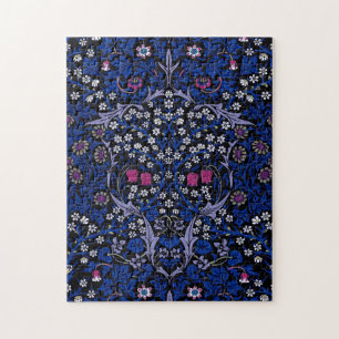 Blaues Vintages Blumenmuster, William Morris Puzzle