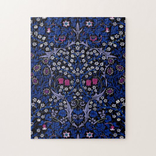 Blaues Vintages Blumenmuster, William Morris Puzzle (Vertikal)