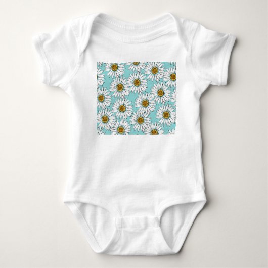 Blaues Vintages Daisy-Muster Baby Strampler (Vorderseite)