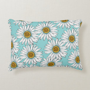 Blaues Vintages Daisy-Muster Dekokissen