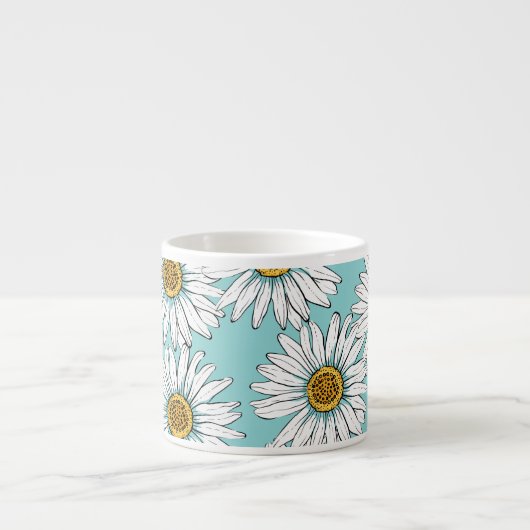 Blaues Vintages Daisy-Muster Espressotasse (Vorderseite)