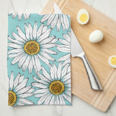 Blaues Vintages Daisy-Muster Geschirrtuch (Viertel Falte)
