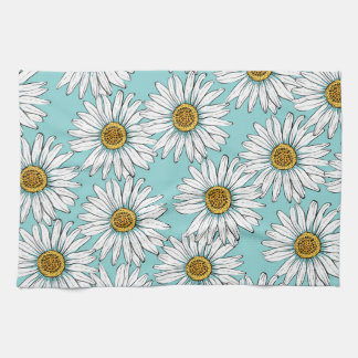 Blaues Vintages Daisy-Muster Geschirrtuch