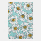 Blaues Vintages Daisy-Muster Geschirrtuch (Vertikal)