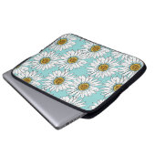 Blaues Vintages Daisy-Muster Laptopschutzhülle (Vorne Knopf)