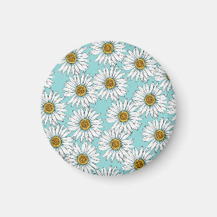 Blaues Vintages Daisy-Muster Magnet