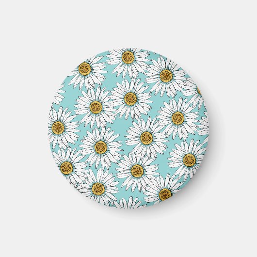 Blaues Vintages Daisy-Muster Magnet (Vorne)