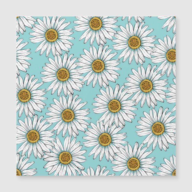 Blaues Vintages Daisy-Muster Magnetkarte (Vorderseite)
