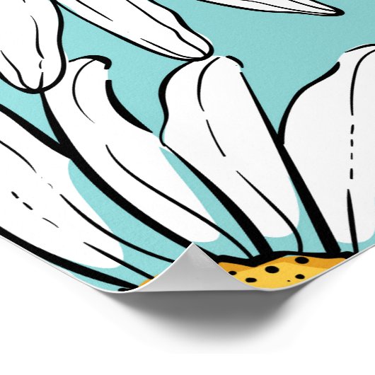 Blaues Vintages Daisy-Muster Poster (Ecke)