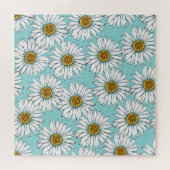 Blaues Vintages Daisy-Muster Puzzle (Horizontal)