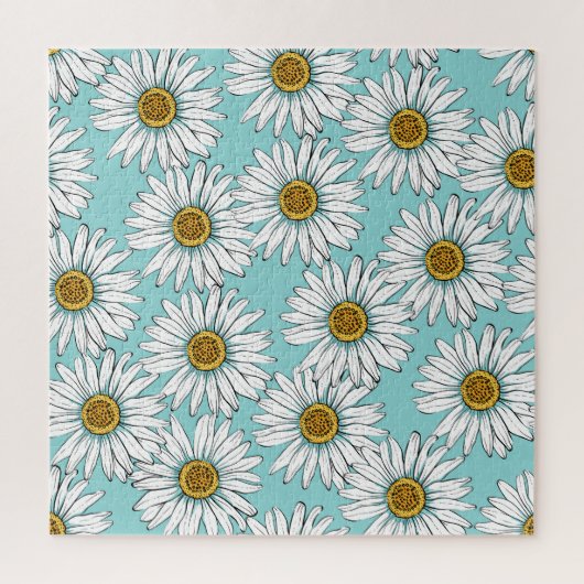 Blaues Vintages Daisy-Muster Puzzle (Vertikal)