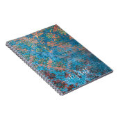 Blaues Vintages Damaskusmuster-Skript Notizblock (Rechte Seite)