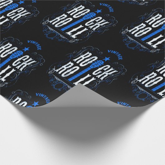 Blaues Vintages Gestein und Rollen Geschenkpapier (Ecke)