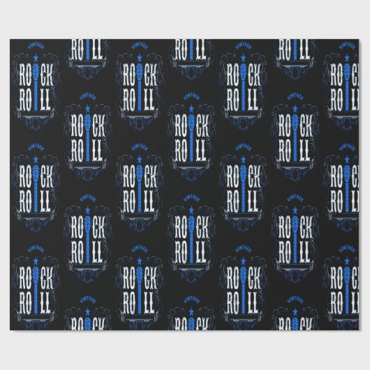 Blaues Vintages Gestein und Rollen Geschenkpapier (Flach)