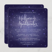 Blaues Vintages Halloween Spooktacular Square/Roun Einladung (Vorne/Hinten)