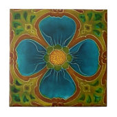 Blaues Vintages Jugendstil Fliese (Vorderseite)