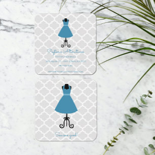 Blaues Vintages Kleid - Nahkampf und Veränderungen Quadratische Visitenkarte