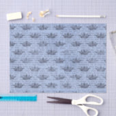 Blaues Vintages Kronenmuster Seidenpapier (Handwerk)