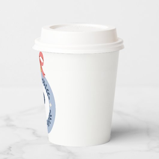 Blaues Vintages Monogramm Weihnachtsschmuckpapier Pappbecher (Links)