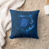 Blaues Vintages Muster Monogram R Kissen (Decke)