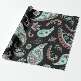 Blaues Vintages Paisley Muster Geschenkpapier