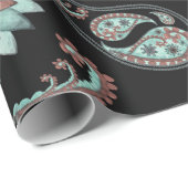 Blaues Vintages Paisley Muster Geschenkpapier (Rolleneckpunkt)