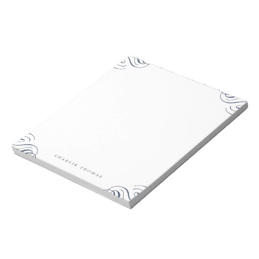 Blaues Vintages personalisiertes Schreibpapier Notizblock (Rotiert)