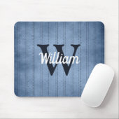 Blaues Vintages Pinstrichband Retro-Navy-Monogramm Mousepad (Mit Mouse)