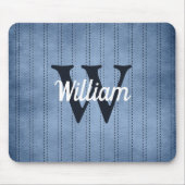 Blaues Vintages Pinstrichband Retro-Navy-Monogramm Mousepad (Vorne)