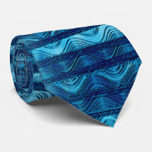 Blaues Vintages Retro Moderne Abstrakte Tropenwell Krawatte (Gerollt)