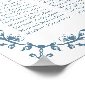 Blaues Vintages Wappen Hochzeit 15 Tafelsitzkarten Poster (Ecke)